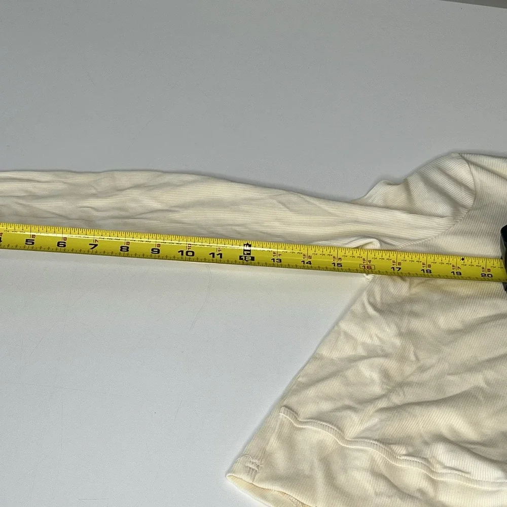 AliPicks Girls  Ivory Ribbed Knit Cotton Tie Front Long Sleeve T-Shirt Size‎ L